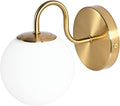 Modern Bedroom Wall Sconce Brushed Brass Indoor Wall Light Fixture Milk White by ZHUOERLighting