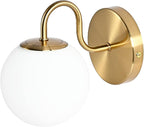 Modern Bedroom Wall Sconce Brushed Brass Indoor Wall Light Fixture Milk White by ZHUOERLighting