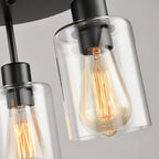 3-Light Industrial Farmhouse Black Matte Light Fixtures Ceiling Mount, - Image 2