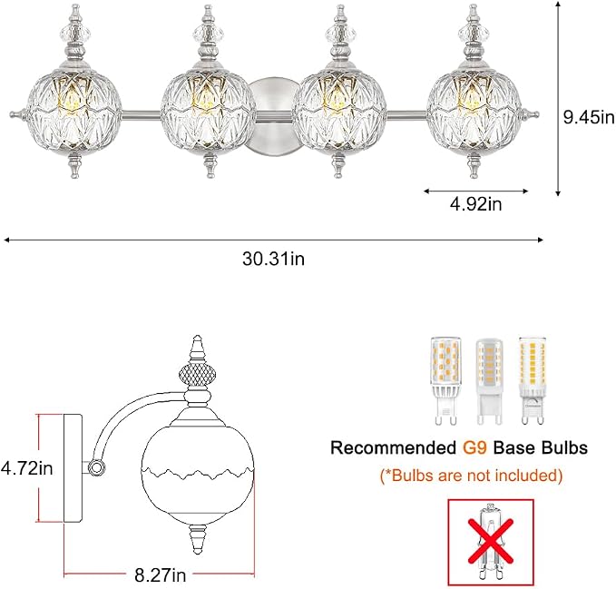 Brushed Nickel Bathroom Vanity Light Fixture Vintage Style - Image 7