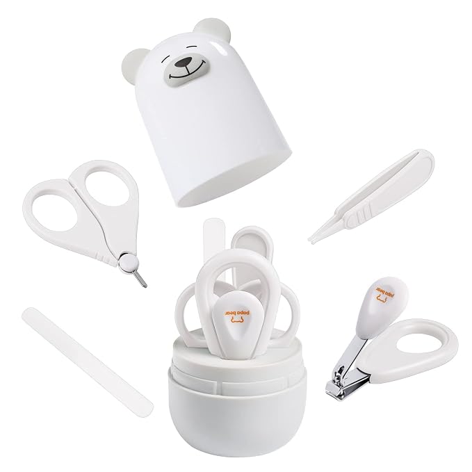 Baby Nail Clippers Set with Cute Case, Infant Fingernail and Toenail File Kit by papabear