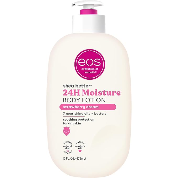 eos Shea Better Body Lotion Strawberry Dream, 24-Hour Moisture Skin Care by eosproducts