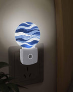Night Lights Auto Sensor Navy Blue Ocean Waves Night Light Abstract Mountain - Image 3