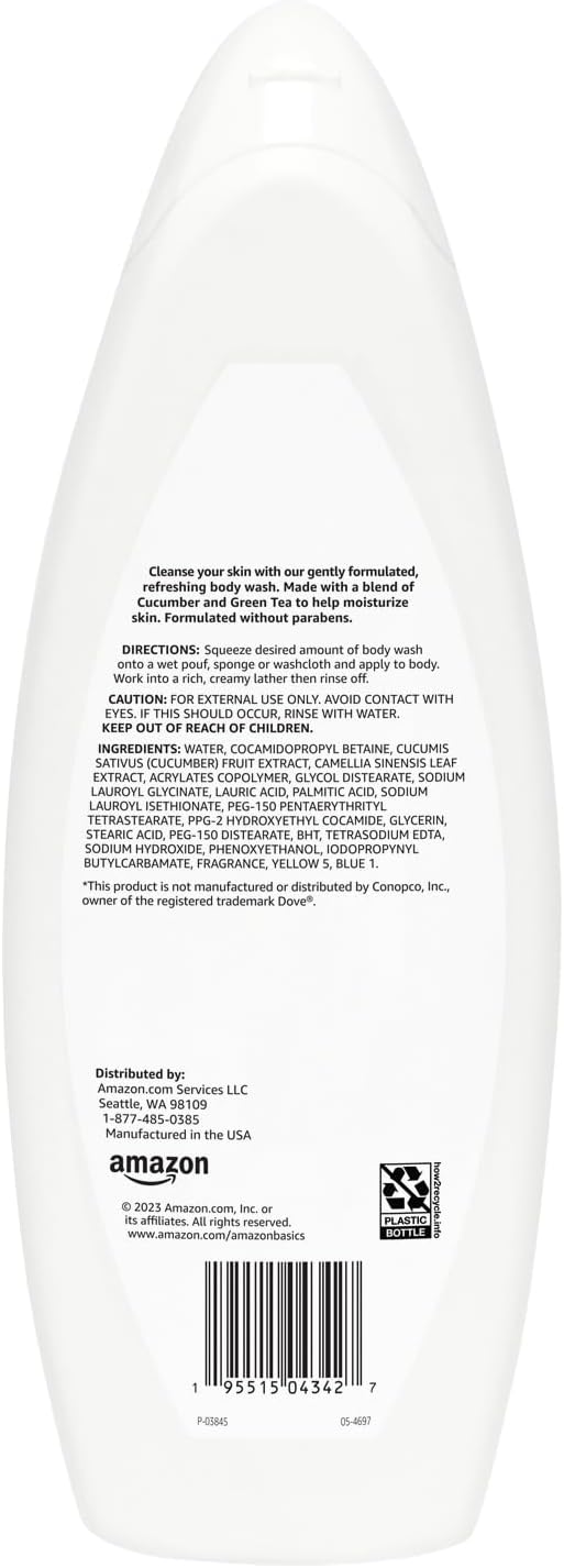 Amazon Basics Refreshing Nourishing Body Wash, Cucumber & Green Tea, - Image 2