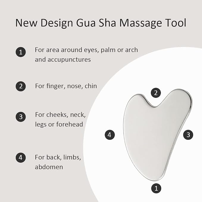 Yeamon Gua Sha Facial Tools and Face Roller Set, Facial Massage Tool - Image 4