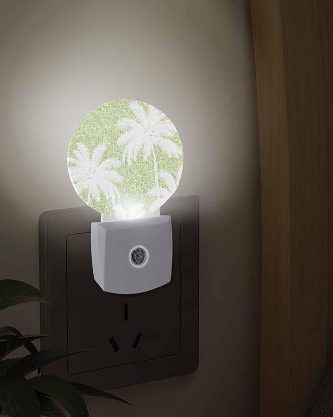 Night Lights Auto Sensor Tropical Palm Trees Night Light Olive Green Linen - Image 3
