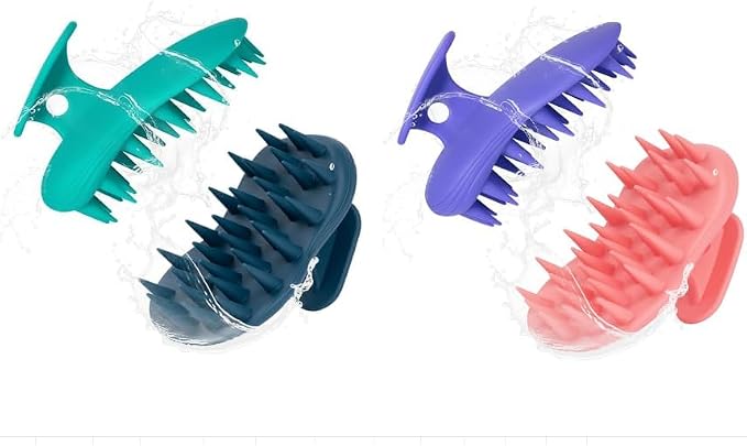 4pcs Shampoo Brush Hair Scalp Massager, 100% Silicone Scalp Scrubber, Scalp - Image 3