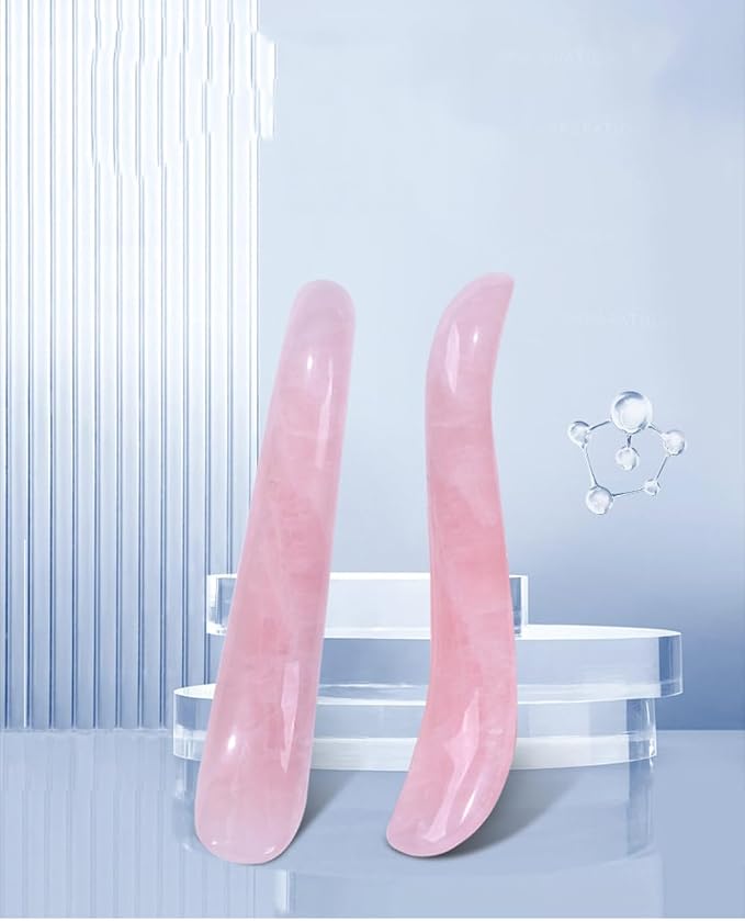 Massage Stones Guasha Roller Pink Jade Gemstone Meditation Healing Stick Stone - Image 5