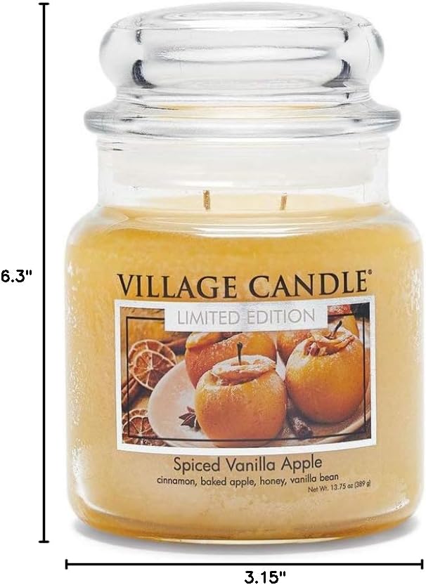 Village Candle Spiced Vanilla Apple Medium Apothecary Jar Candle, 13.75 Oz - Image 2
