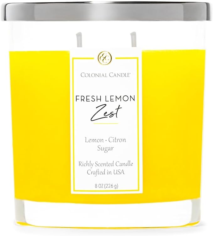 Colonial Candle Fresh Lemon Zest Scented Candle Jar, Highly Fragranced Candles by ColonialCandle