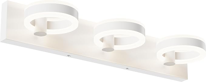 LED Bathroom Light Fixtures, 24inch White Vanity Lights, Modern 3 Light Acrylic by PHIXART