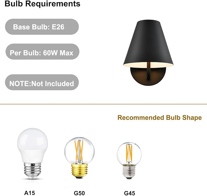 DIRYZON Industrial Wall Sconces Set of Two, Metal Barn Wall Lights - Image 5