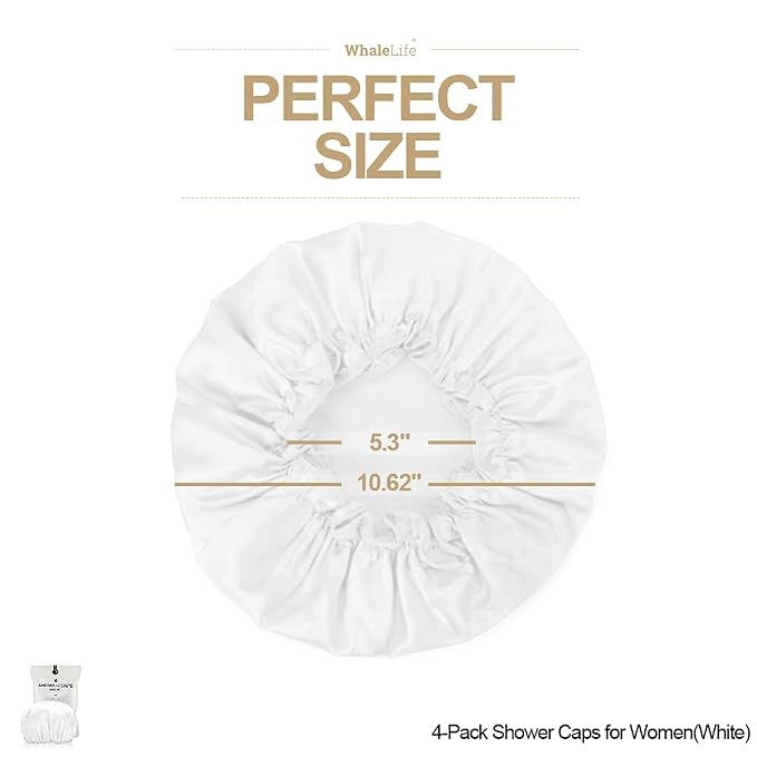 Shower Cap for Women Reusable Extra Large Shower Cap for Men Satin Double Layer - Image 5