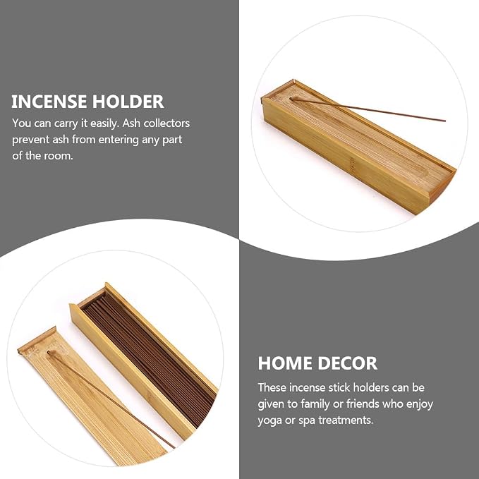 HEALLILY Bamboo Incense Stick Holder and Storage Box - Image 4