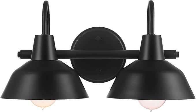 Globe Electric 63000004 3-Piece Bathroom Set, Matte Black, 15.5" 2-Light Vanity - Image 4
