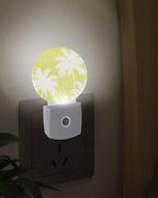 Night Lights Auto Sensor Tropical Palm Trees Night Light Lemon Yellow Linen - Image 3