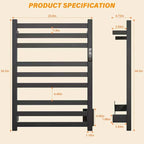 9-Bar Towel Warmer, Wall-Mounted Electric Heated Rack - Image 5