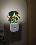 Night Lights Auto Sensor Golden Foliage Night Light Green Minimalist Leaf Round - Image 3