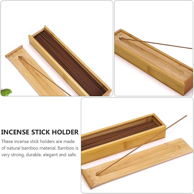 HEALLILY Bamboo Incense Stick Holder and Storage Box - Image 6