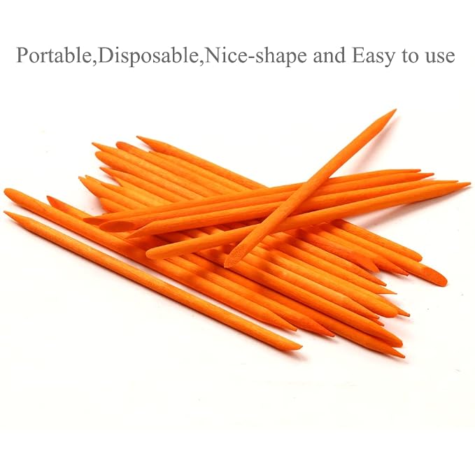 100 Pcs Orange Wood Nail Sticks Double Sided Multi Functional Cuticle Pusher - Image 4