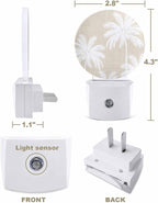 Night Lights Auto Sensor Tropical Palm Trees Night Light Beige Linen Coastal - Image 2