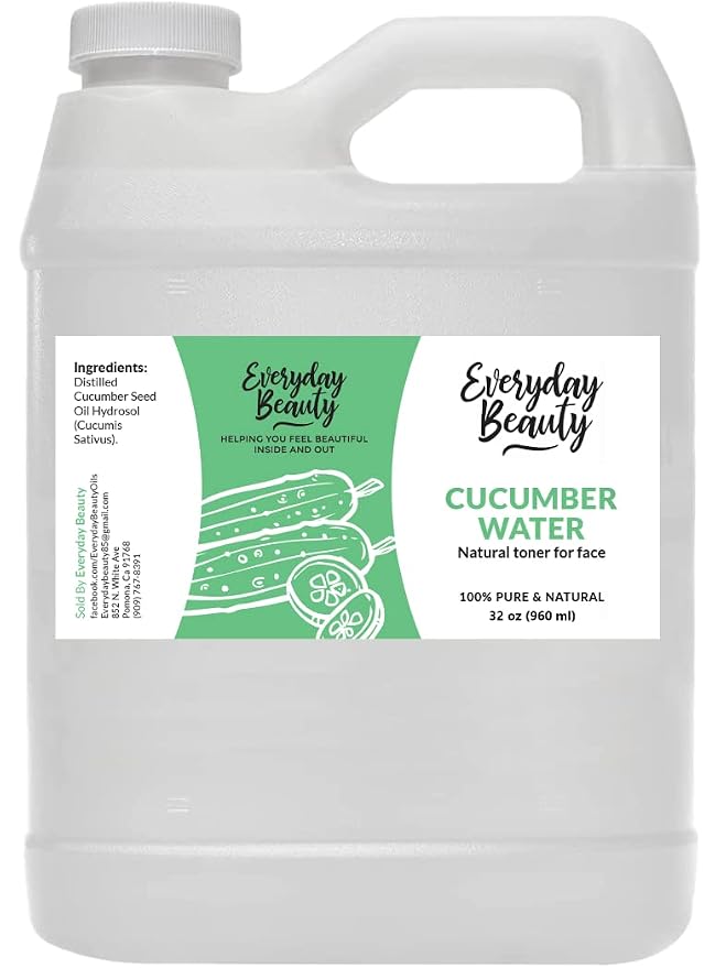 Cucumber Hydrosol Bulk - 32 oz All Natural Hydrating Spray Mist by Everyday+Beauty+Helping+You+Feel+Beautiful+Inside+And+Out