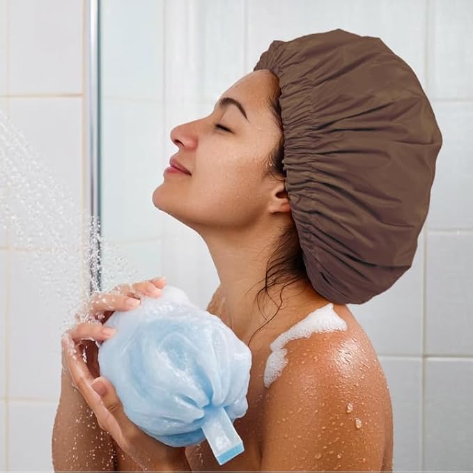 Reusable Shower Cap for Women, Large Waterproof Shower Bonnet - Image 4