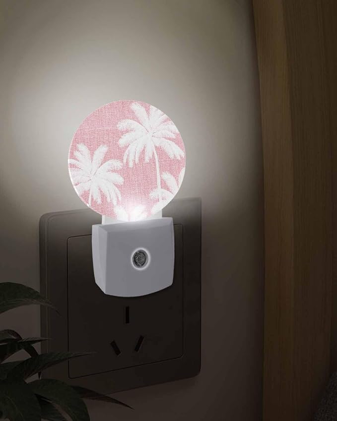 Night Lights Auto Sensor Tropical Palm Trees Night Light Pink Linen Coastal - Image 3