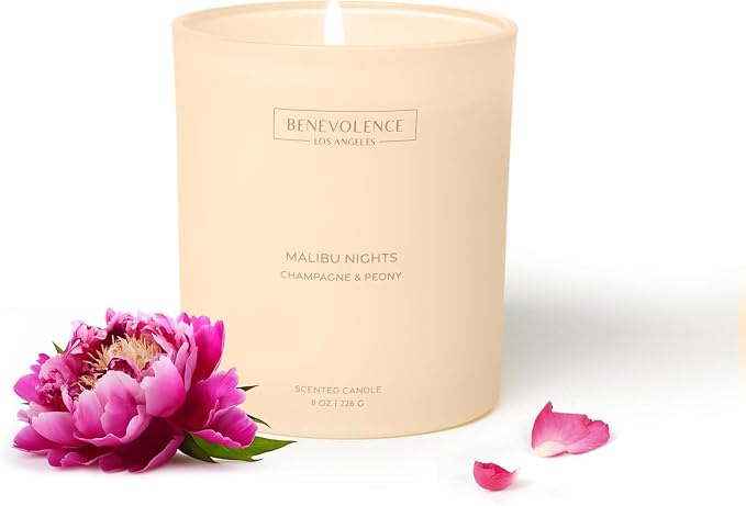 Champagne & Peony – Benevolence LA Scented Candle | 8oz, 45-Hour Burn | Natural by BenevolenceLA