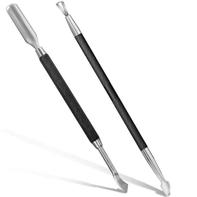 2PCS Metal Black Cuticle Pusher and Cutter Remover Salon Quality Stainless by GA%26EN