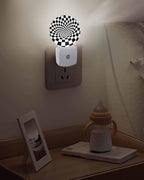 Night Lights Auto Sensor Black White Checker Night Light 3D Abstract Mosaic - Image 5