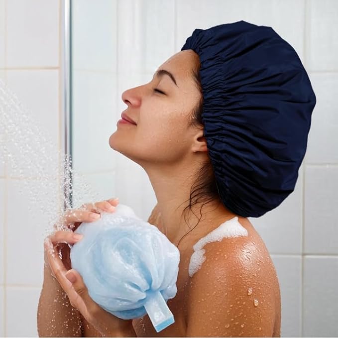 Reusable Shower Cap for Women, Large Waterproof Shower Bonnet - Image 4