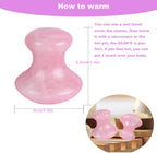 2 Pcs Rose Quartz Jade Mushroom Hot Massage Stones Set Warm Rocks Kit - Image 2