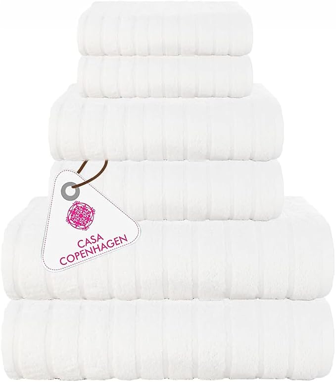 CASA COPENHAGEN Ecstatic 6Pcs 100% Egyptian Cotton Large Designer Towels Gift by CASACOPENHAGEN