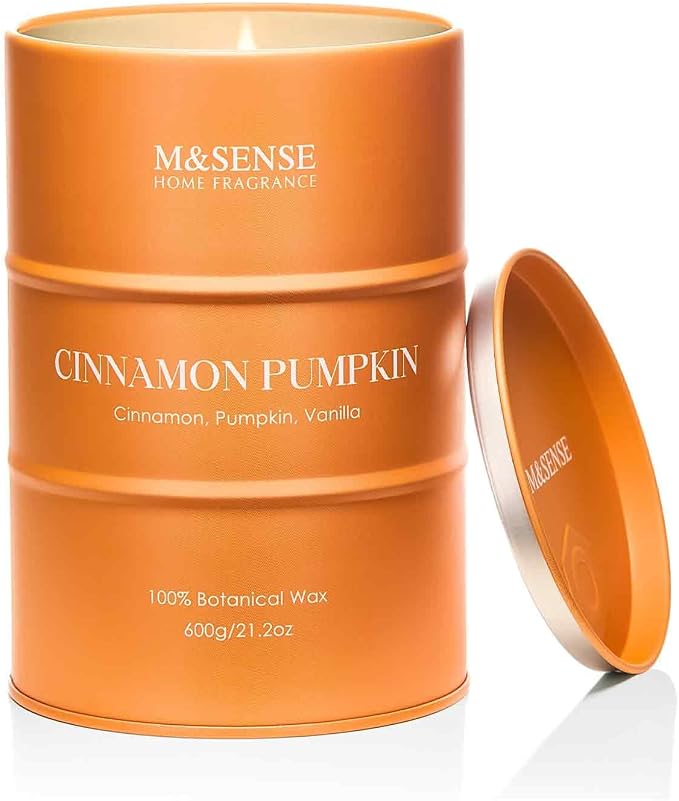 M&SENSE Cinnamon Pumpkin Scented Candles Large, Christmas Soy Candles, 21.2oz by MSENSE