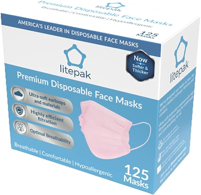 Litepak 125-Pack Disposable Face Mask Premium Comfort Earloops - Image 6