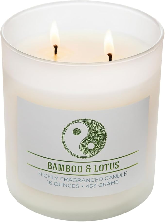 Carolina Bamboo Lotus Scented Candle, 16 oz Wellness Relaxing Aromatherapy - Image 4