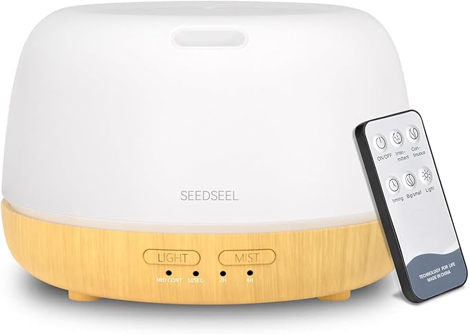 SEEDSEEL 300ML Essential Oil Diffuser, Quiet 8 Hours Operation, 7-Color LED by SEEDSEEL