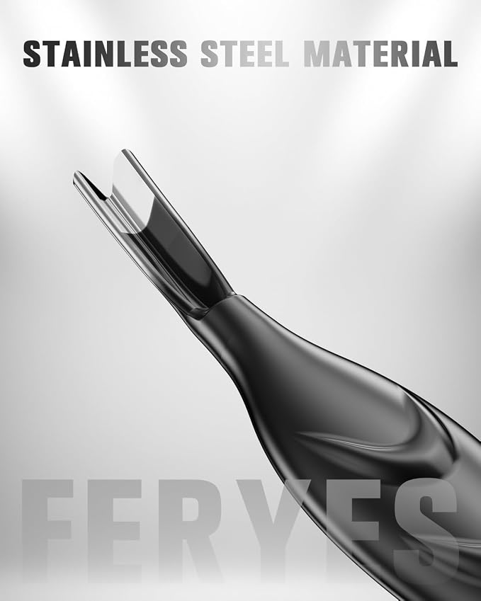 FERYES Cuticle Pusher with Fork, 2-in-1 Cuticle Trimmer Nail Care Tool - Image 3