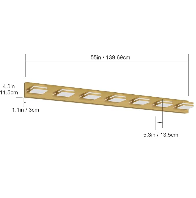 SineRise LED Modern Bathroom Vanity Light Fixtures, Brass Modern Acrylic - Image 5