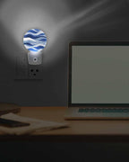 Night Lights Auto Sensor Navy Blue Ocean Waves Night Light Abstract Mountain - Image 7