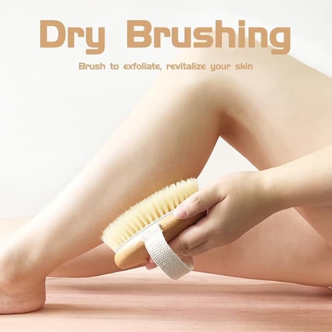 Bamboo Dry Body Brush Shower Brushing Removes Dry Skin - Image 2
