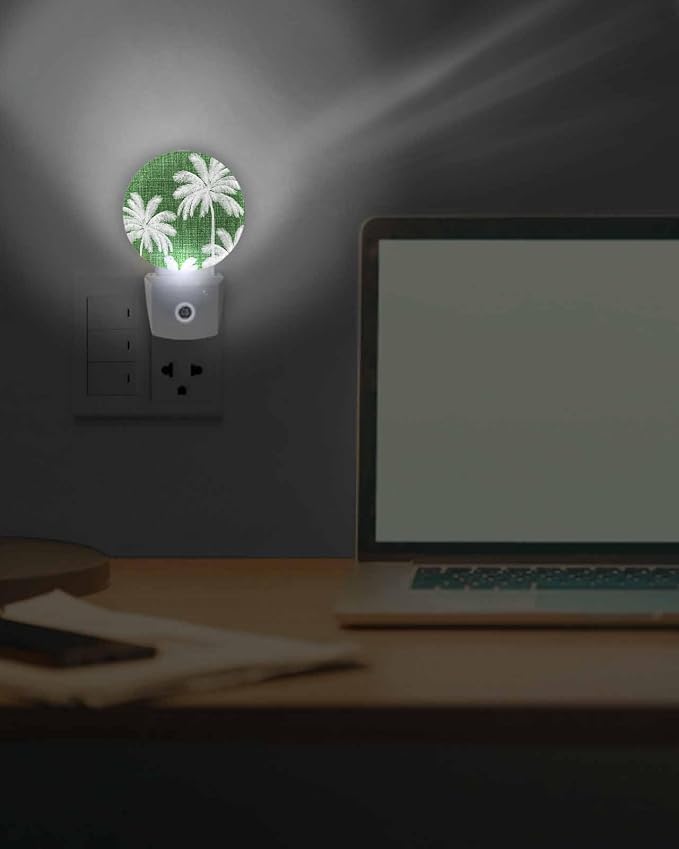 Night Lights Auto Sensor Tropical Palm Trees Night Light Forest Green Linen - Image 7