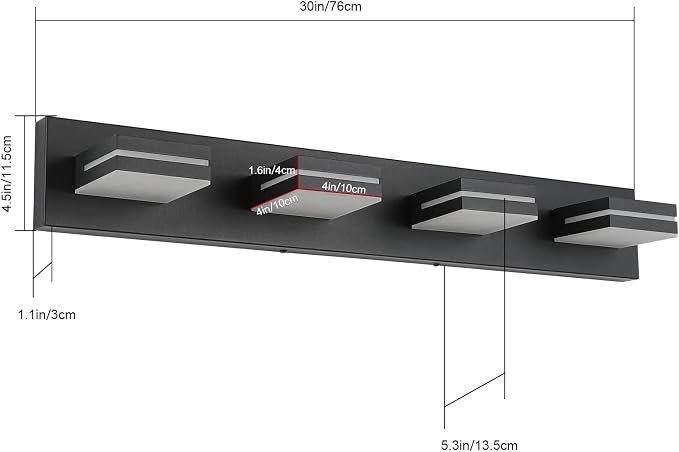 SineRise LED Modern Bathroom Vanity Light Fixtures, Matte Black Modern Acrylic - Image 7