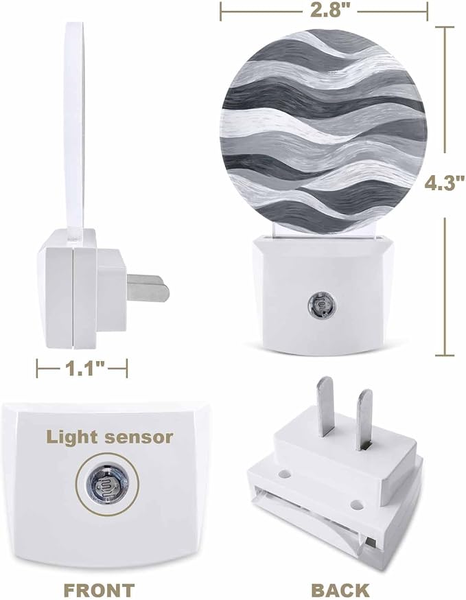 Night Lights Auto Sensor Grey Ocean Waves Night Light Abstract Mountain Stripes - Image 2