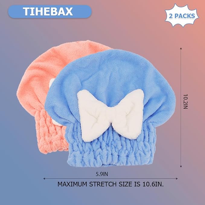 2Pcs Microfiber Hair Wrap Hair Drying Cap Hair Plopping Cap Towel Curly Hair - Image 2