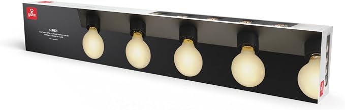 Globe Electric 5-Light Vanity Light, Matte Black, Modern Glam, Bathroom Fixture - Image 9