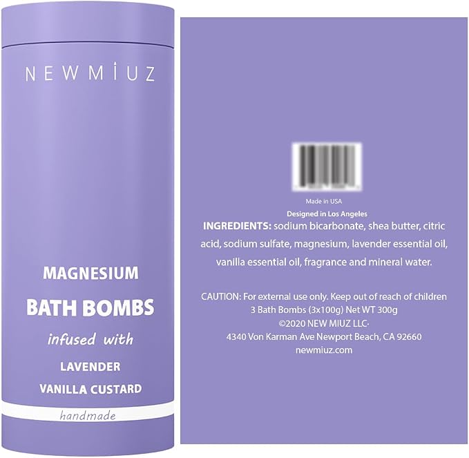 Magnesium Lavender Vanilla Luxury Fizzing Bath Bomb Sensitive Skin Formula - Image 8