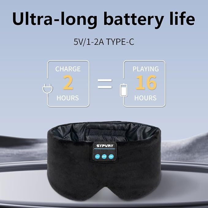 Sleep Mask Bluetooth 5.4 Headphones Soft Wireless Headband Eye Mask Blackout - Image 2