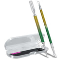 2PCS Metal Yellow-Green Gradient Cuticle Pusher and Cutter Remover Salon by GA%26EN